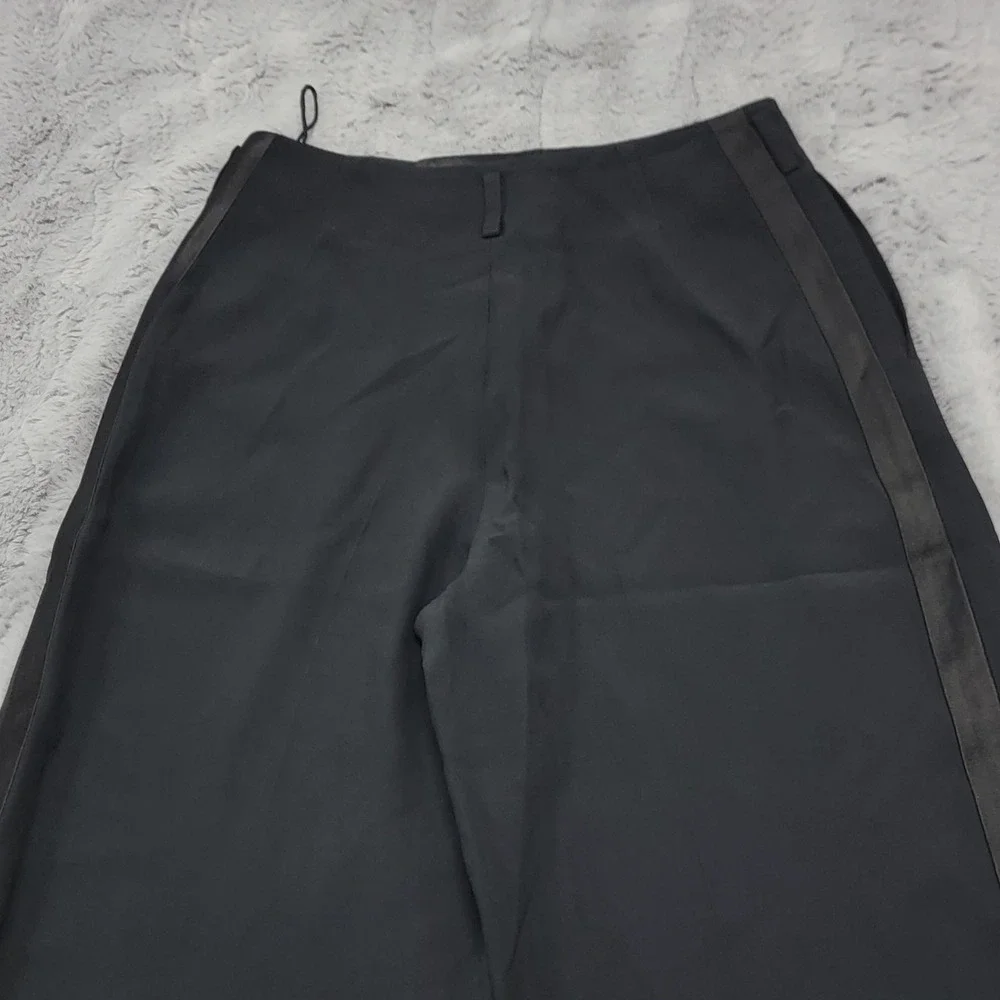 Ralph Lauren Collection Acklie Wool Gabardine Tuxedo Pants Womens 2 Black Pleats